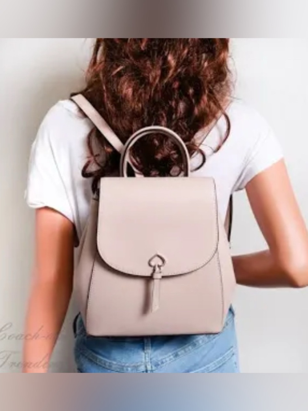 Kate Spade Adel Medium Flap Backpack in Warmbeige Leather - WKRU6412 Authentic - Picture 1 of 10